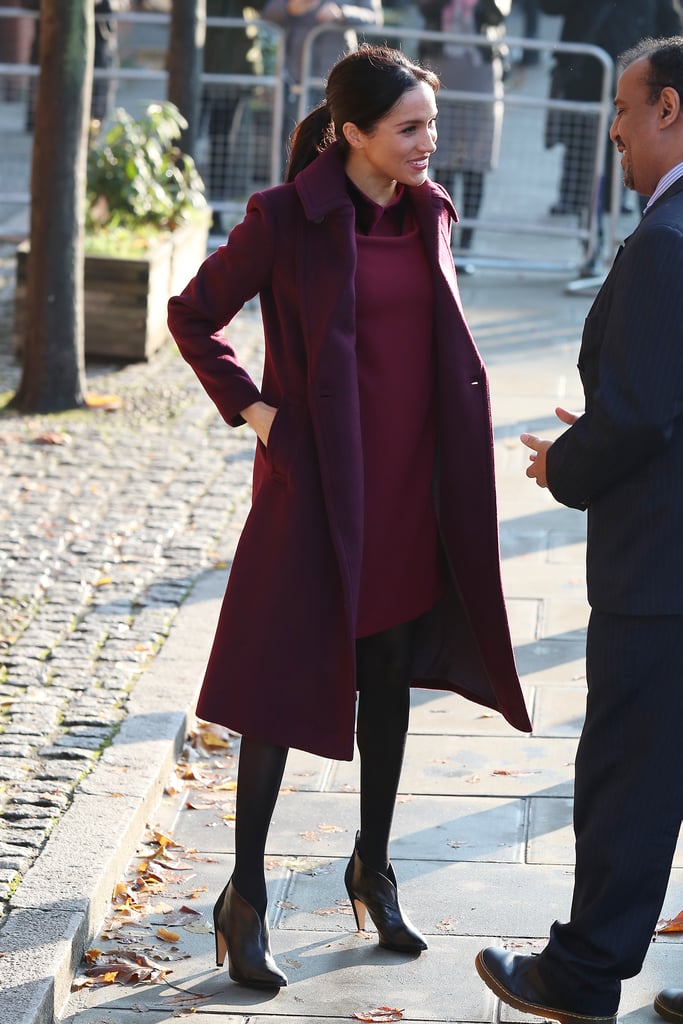 maroon dress winter outfit