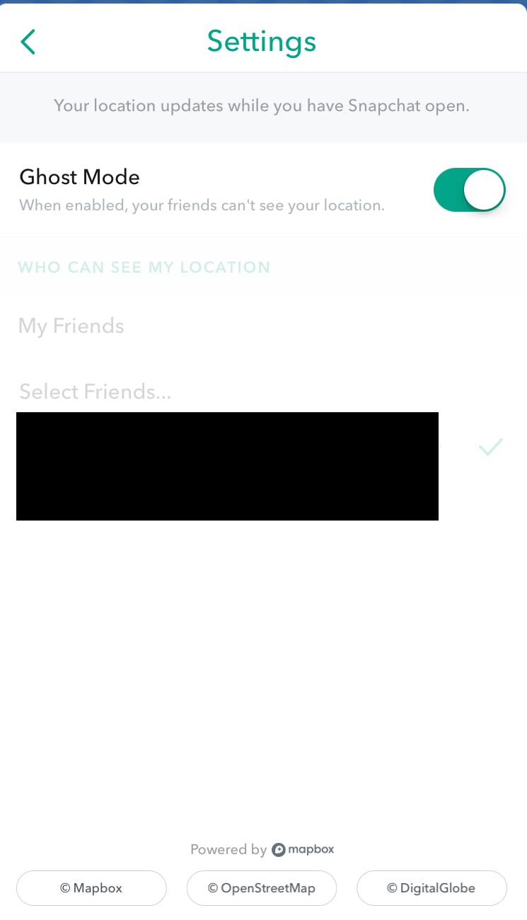 Swipe right on the Ghost Mode setting.