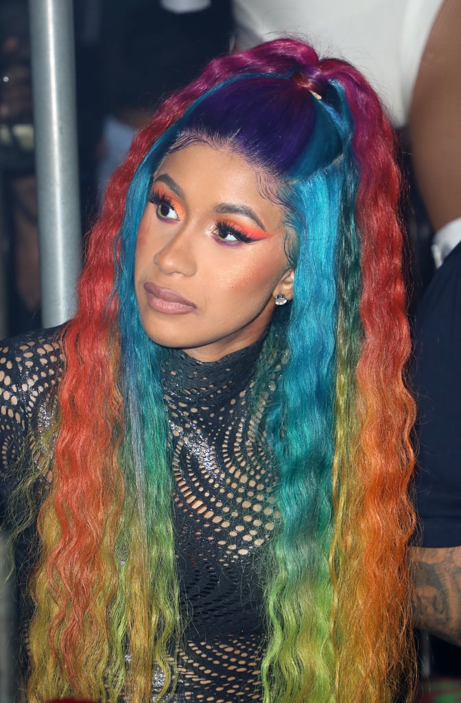 Cardi B Rainbow Hair December 2018