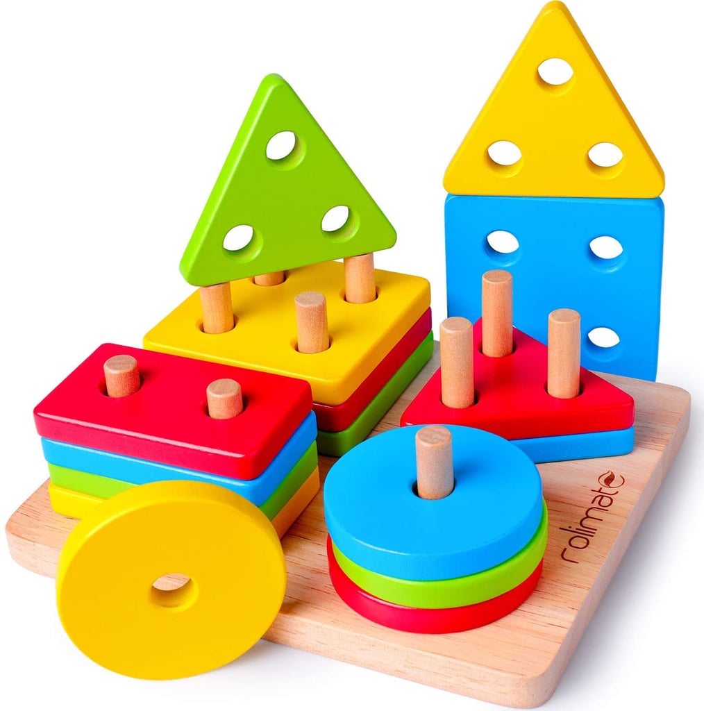 Montessori Wooden Stacking Toy & Shape Sorter – Brainteaser Puzzle For Toddlers 2+