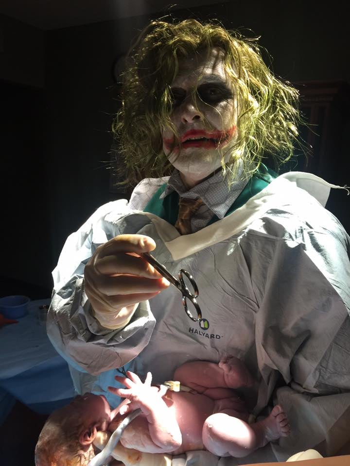 Doctor Delivers Baby Dressed As The Joker Popsugar Family
