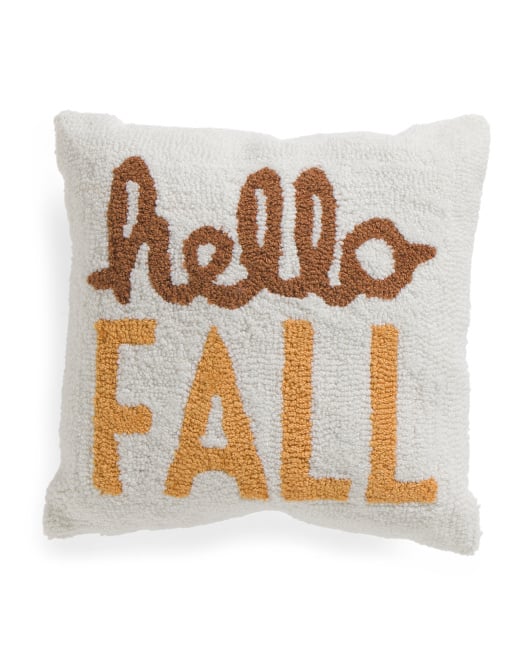 Hand Hooked Hello Fall Pillow