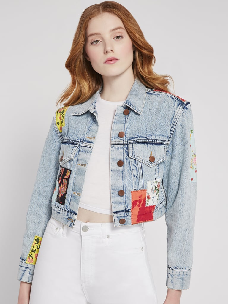 Alice + Olivia Crop Boxy Jacket With Patchwork