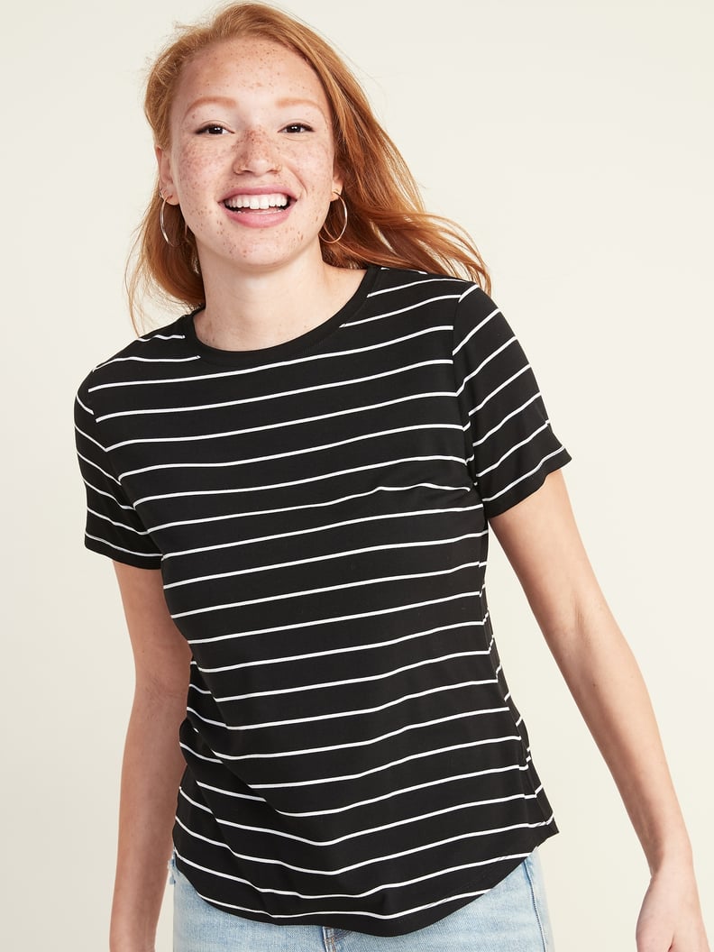 Luxe Striped Crew-Neck Tee