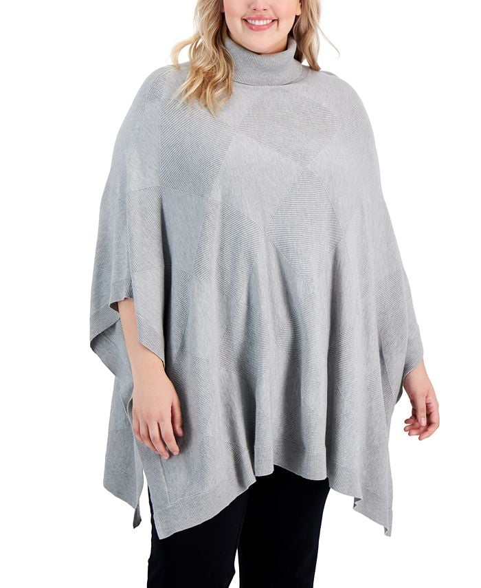 Best Plus-Size Poncho: Alfani Diamond-Stitch Turtleneck Poncho