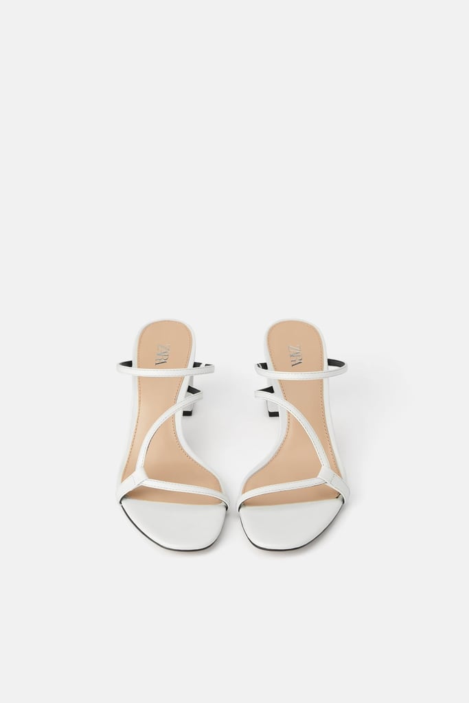 Zara Heeled Mules With Asymmetrical Straps