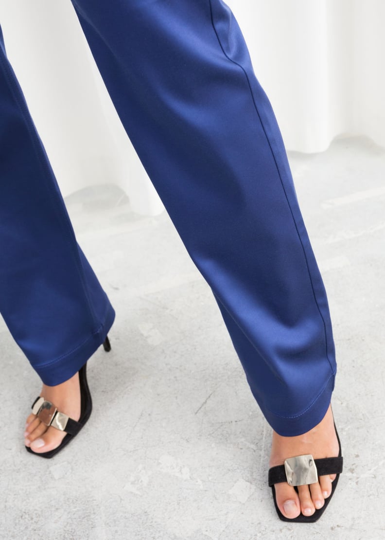 & Other Stories High Waisted Satin Pants in Blue