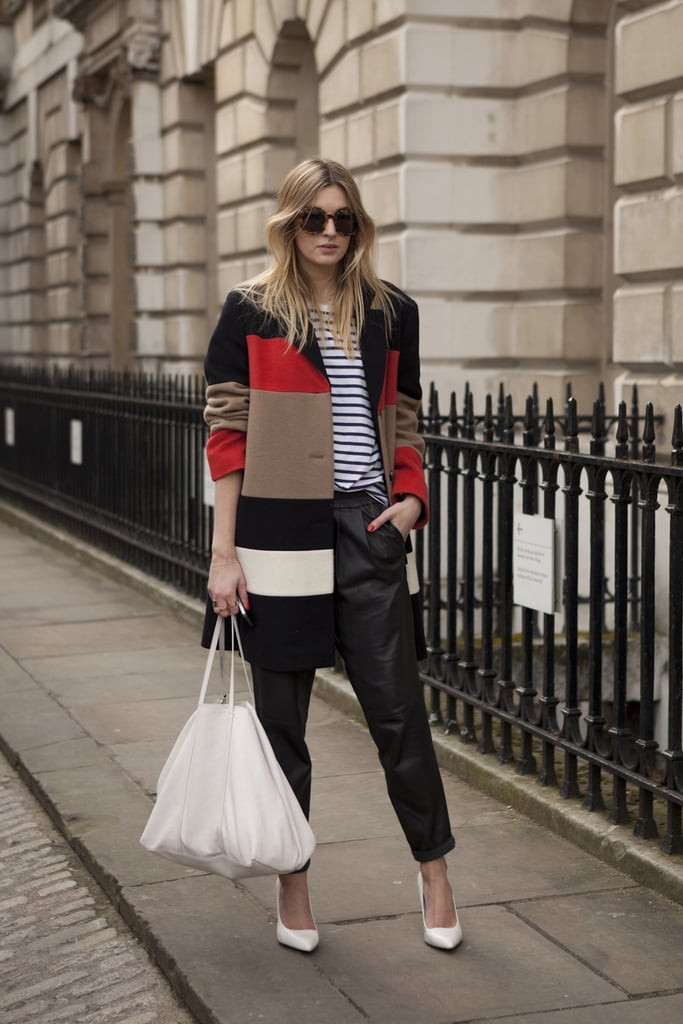 Bold, colorblock stripes played off the classic stripes on this showgoer's tee.