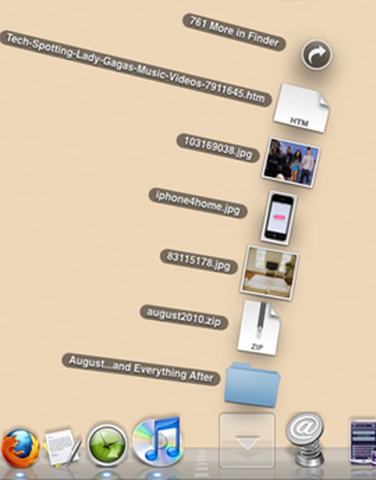 how to add recent downloads to dock