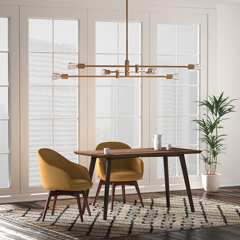 Rivet Mid-Century Modern Metal Rod Ceiling Pendant Light Chandelier