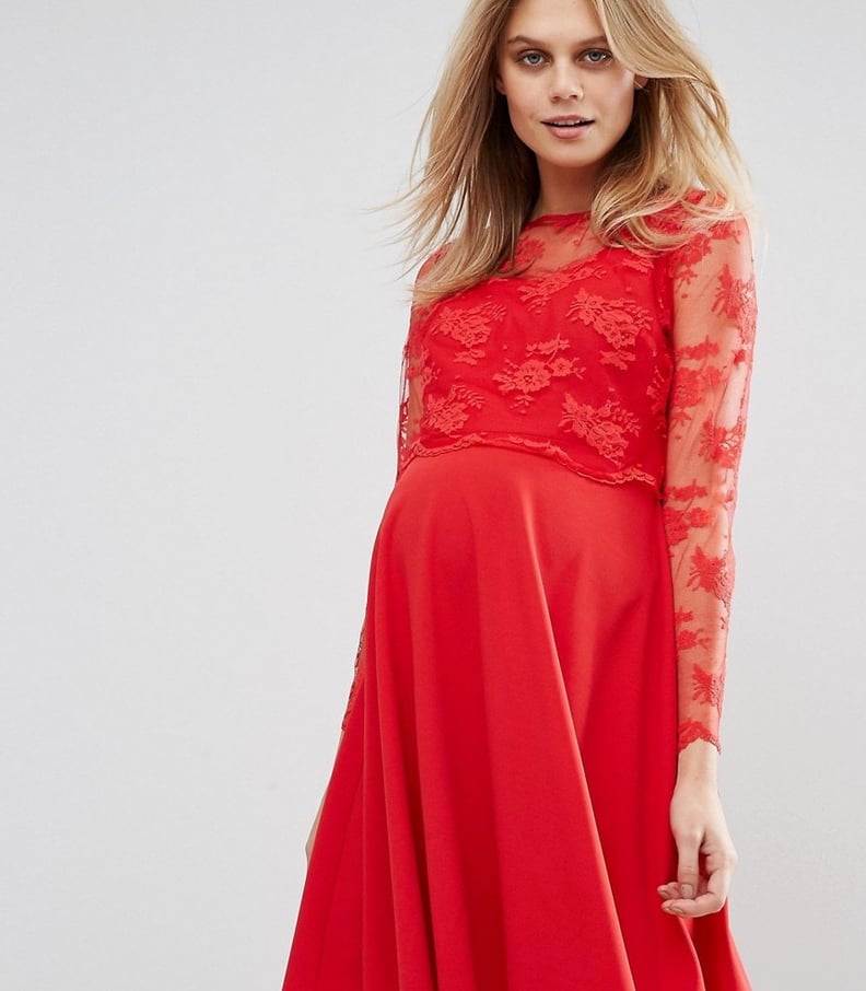 Queen Bee Lace Overlay Midi Swing Dress