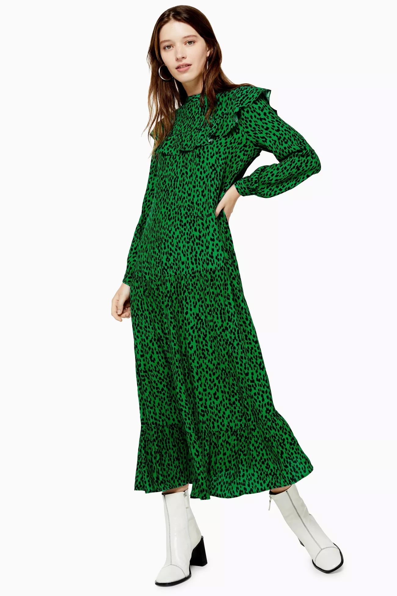 topshop green animal print dress