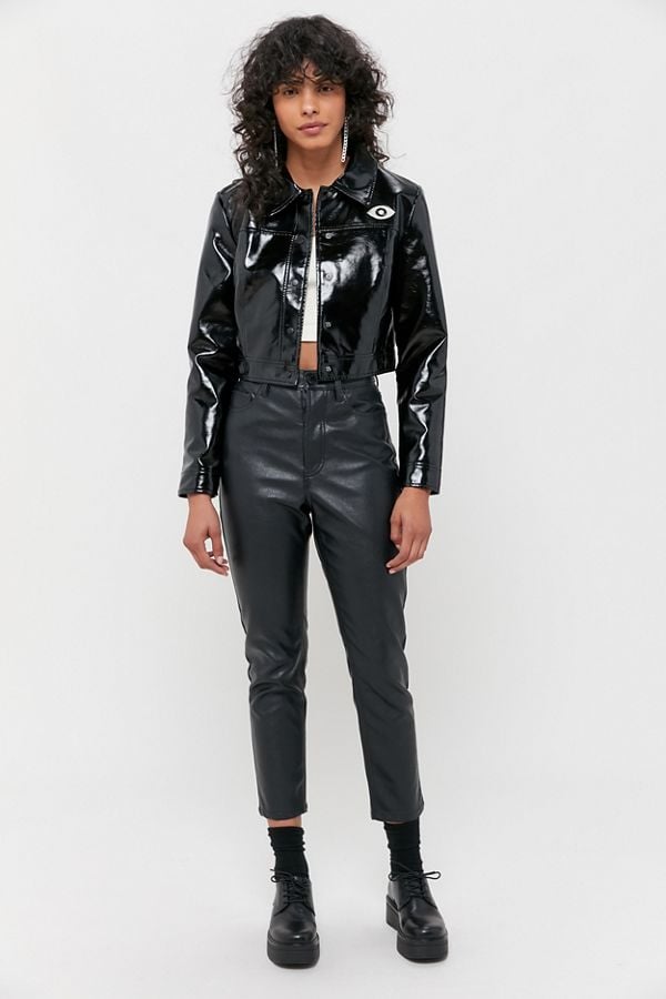 Veda Vegan Patent Leather Cropped Jacket