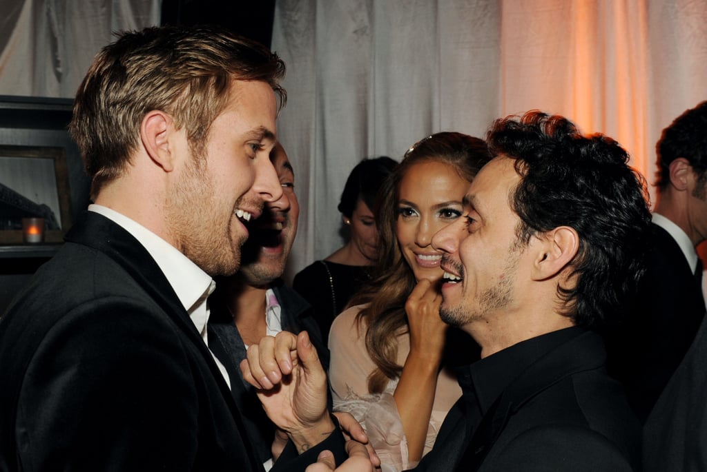 Ryan Gosling shared a laugh with Jennifer Lopez and Marc Anthony in 2011.