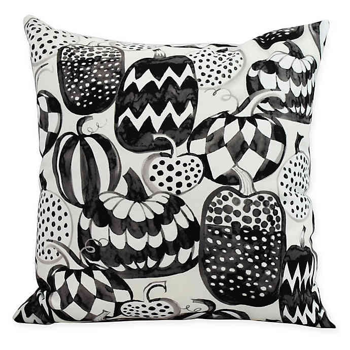 E by Design Witches Brew Pumpkins Galore Square Throw Pillow in Cream