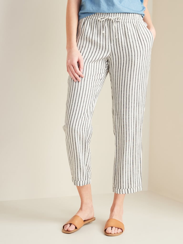 Old Navy Mid-Rise Cropped Linen-Blend Pants