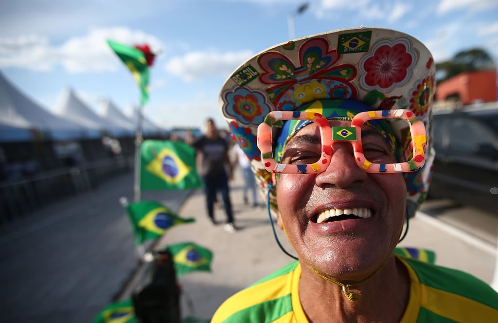 In São Paulo, fans posed for pictures ahead of the World Cup.