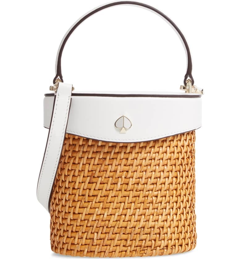 Kate Spade New York Mini Rose Rattan Bucket Bag