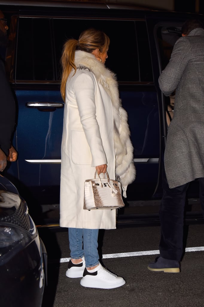 Jennifer Lopez's White Coat and Sneakers With Alex Rodriguez