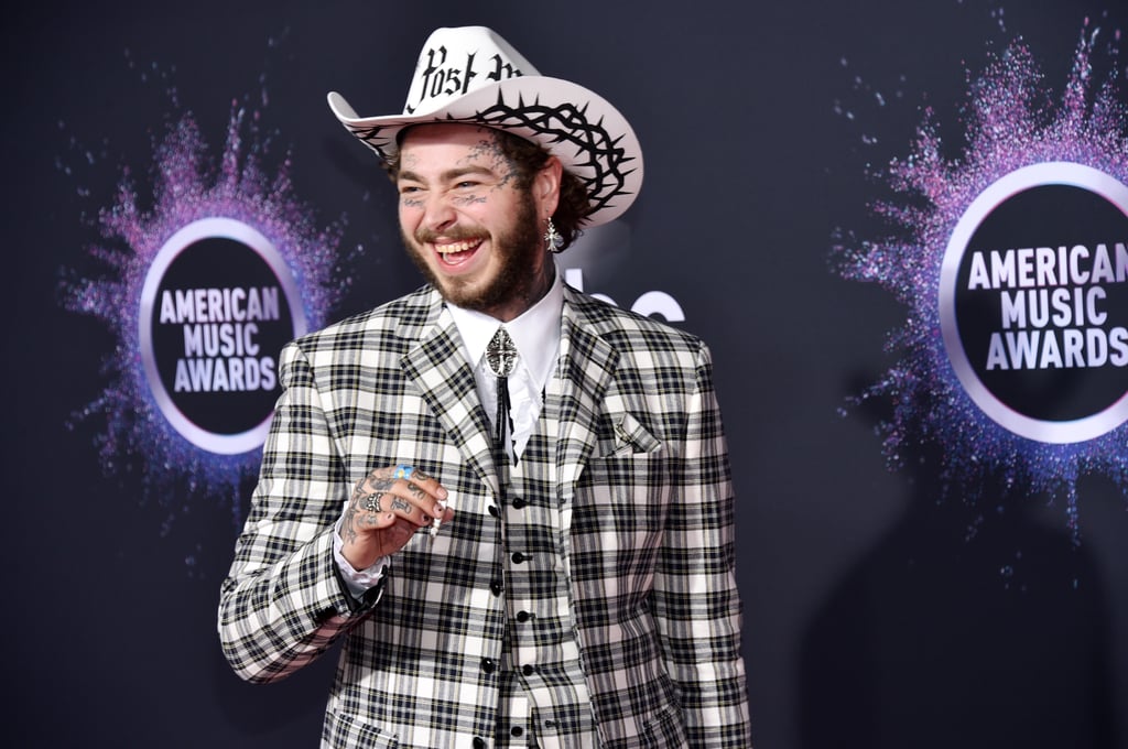 Post Malone's Checkered Black and White Suit at the AMAs