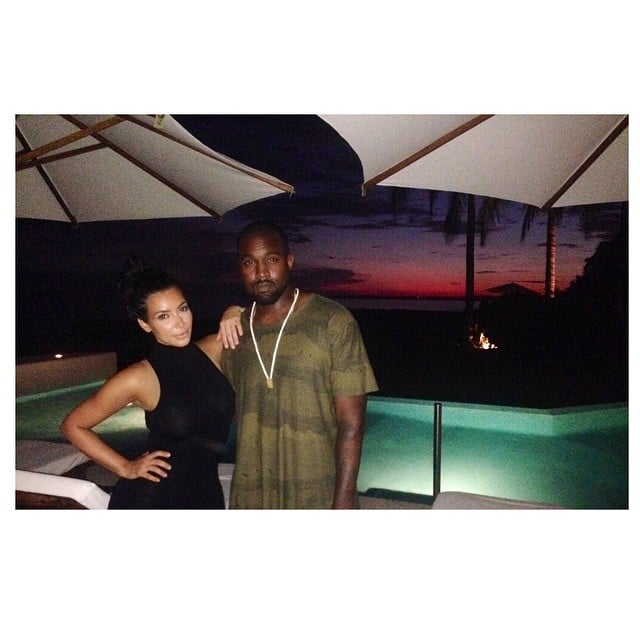 Kim Kardashian posed with Kanye West while on vacation. 
Source: Instagram user kimkardashian