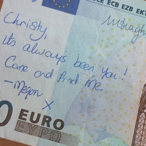 Love Note on Euro Bill