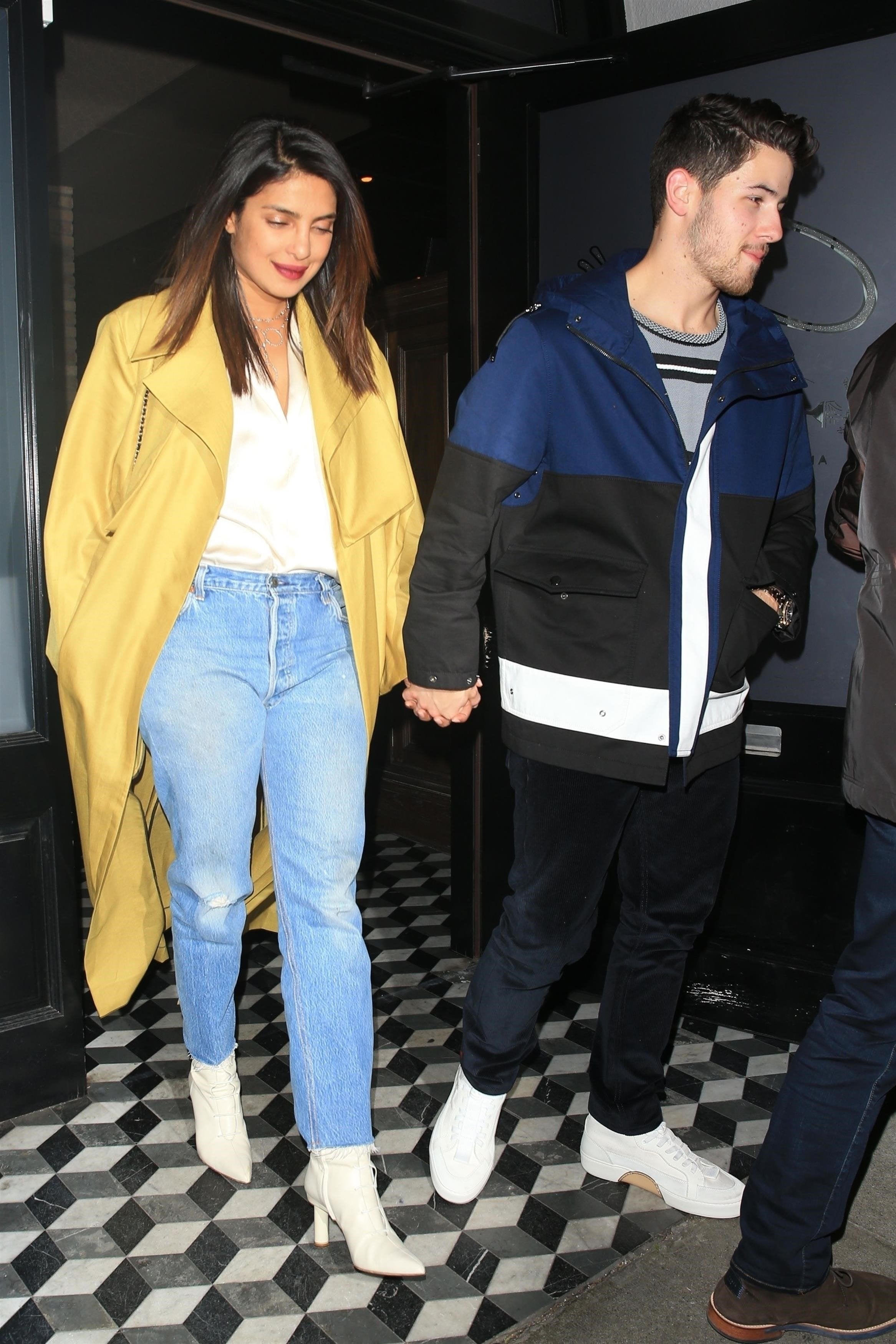 Priyanka Chopra in Yellow Coat With Nick Jonas POPSUGAR