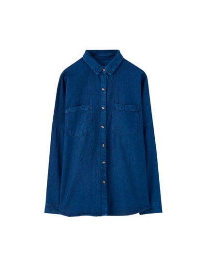 Pull&Bear Oversize Long Sleeve Denim Shirt