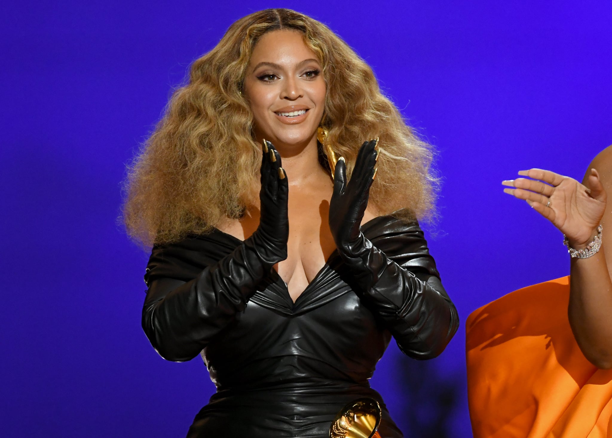 LOS ANGELES, CALIFORNIA - March 14: Beyoncé accepts the award for Best Rap Performance for 'Savage' on stage during the 63rd Annual GRAMMY Awards at the Los Angeles Convention Center on March 14, 2021 in Los Angeles. Los Angeles, California.  (Photo by Kevin Winter/Getty Images for The Recording Academy)