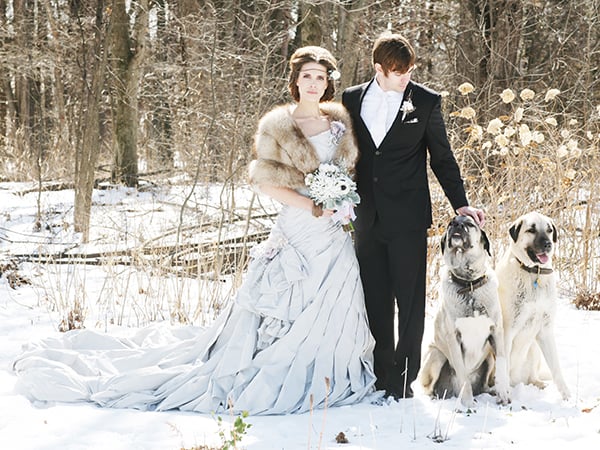 This bride's pale gray Ian Stuart gown is perfect for an ice princess.