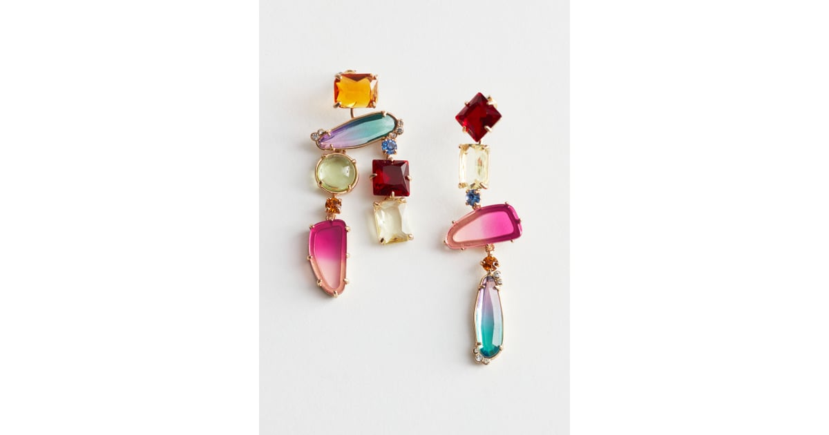 Other Stories Rainbow Rhinestone Hanging Earrings 32 Stylish