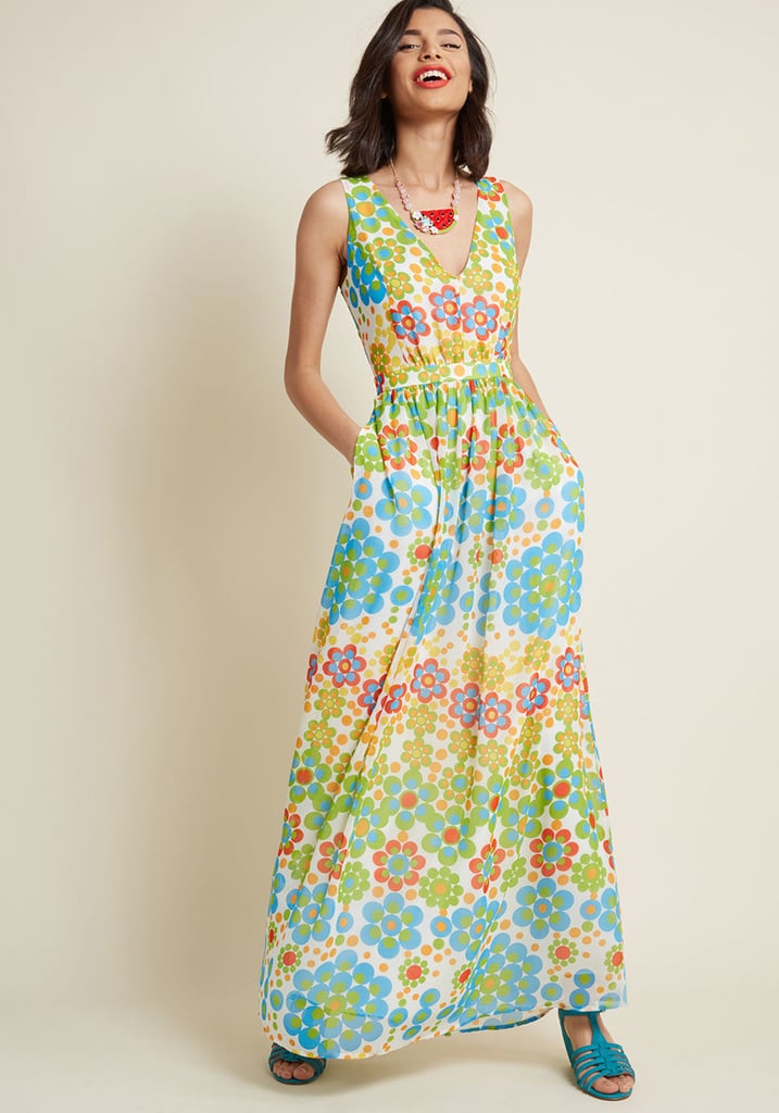 ModCloth Muster the Length Maxi Dress in Floral Dots