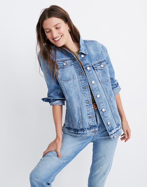 The Oversized Jean Jacket: Daisy Embroidered Edition | Best Madewell ...