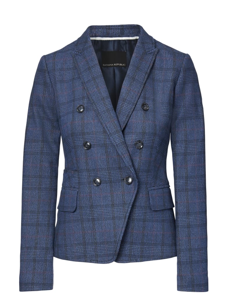 Banana Republic Double Breasted-Fit Plaid Blazer