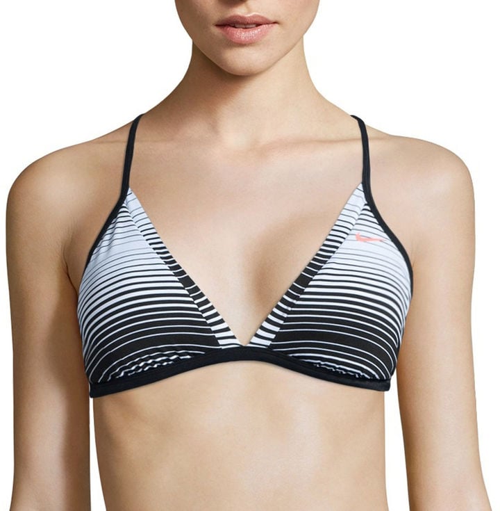 Nike Stripe Racerback Reversible Sports Bra Swim Top Stylish Sporty