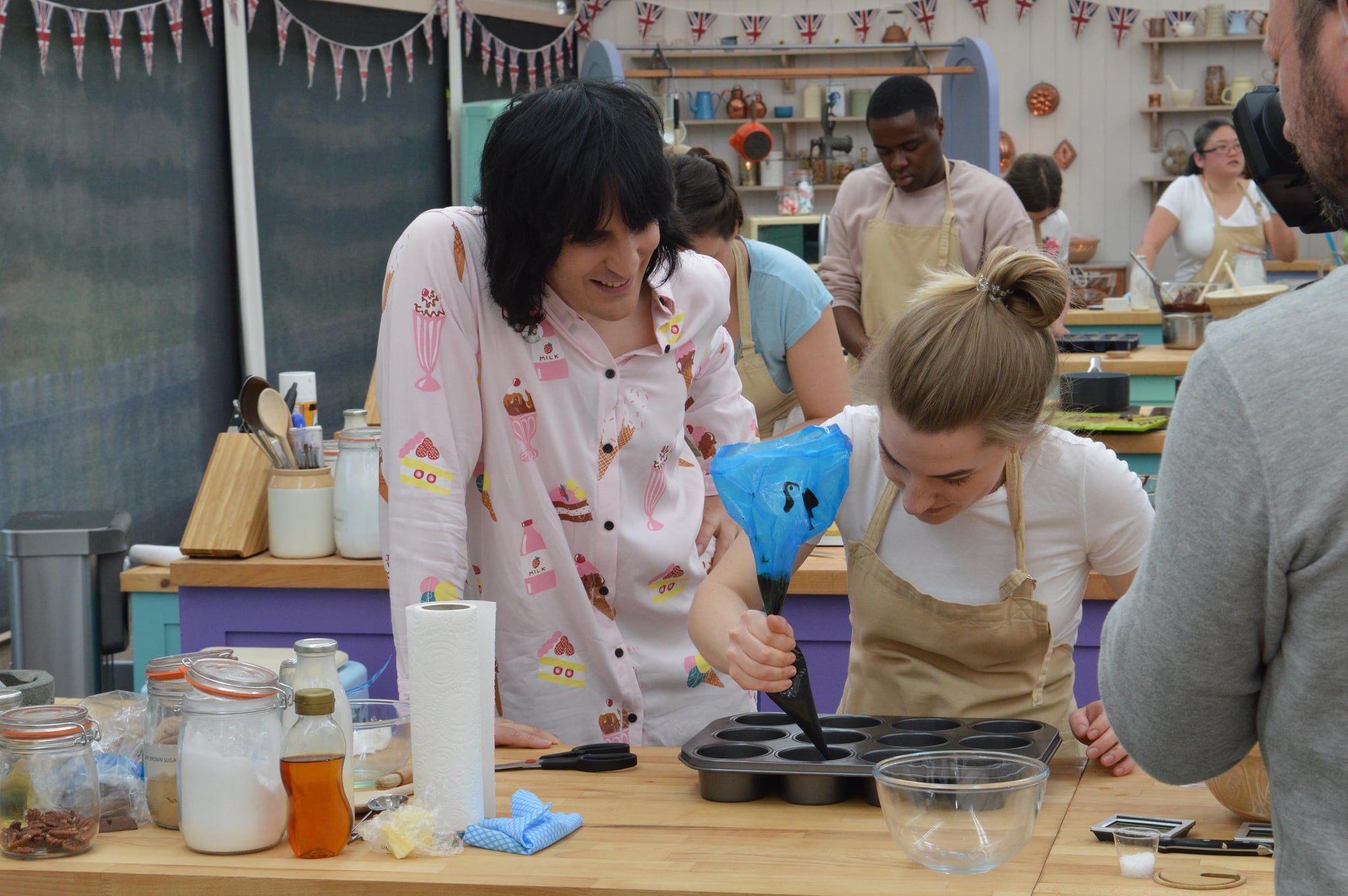 THE GREAT BRITISH BAKE OFF (aka THE GREAT BRITISH BAKING SHOW), Noel Fielding, contestant Julia Chernogorova in 'Caramel', (Season 8, Episode 804, aired September 19, 2017), ph:  Channel Four/ Courtesy Everett Collection
