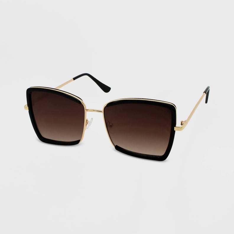 Wild Fable Square Sunglasses — Black/Gold