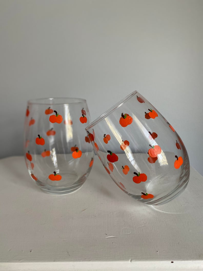 Pumpkin Stemless Wine Glass Set