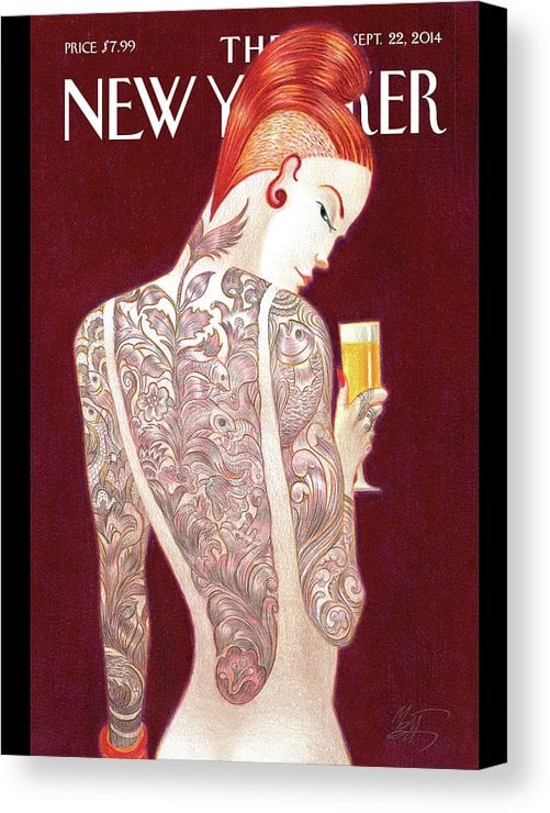 Canvas of New Yorker Cover of Woman Covered in Tattoos