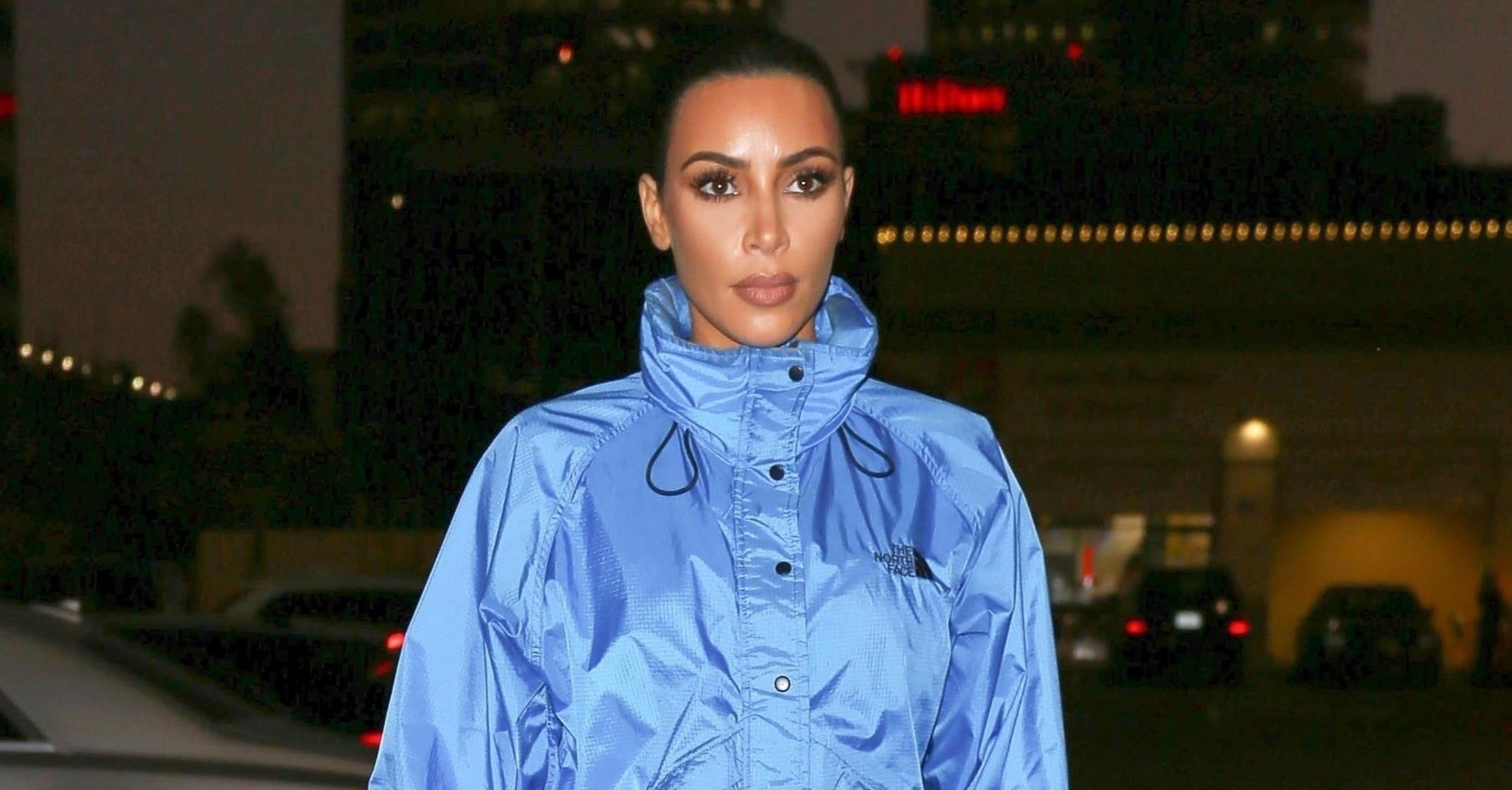 North face blue jacket kim kardashian on sale