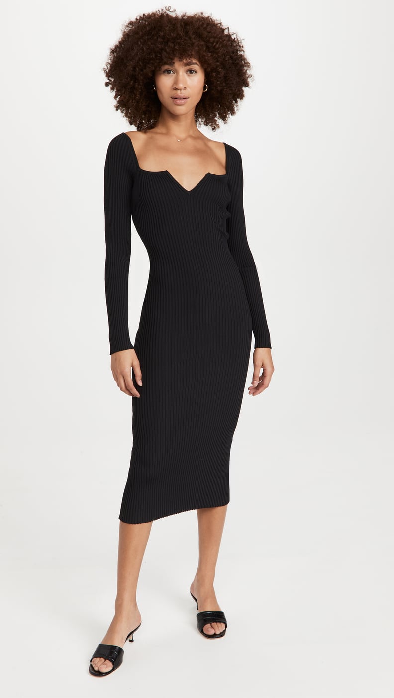 For an LBD With a Twist: WAYF Split V Square Neck Midi Dress