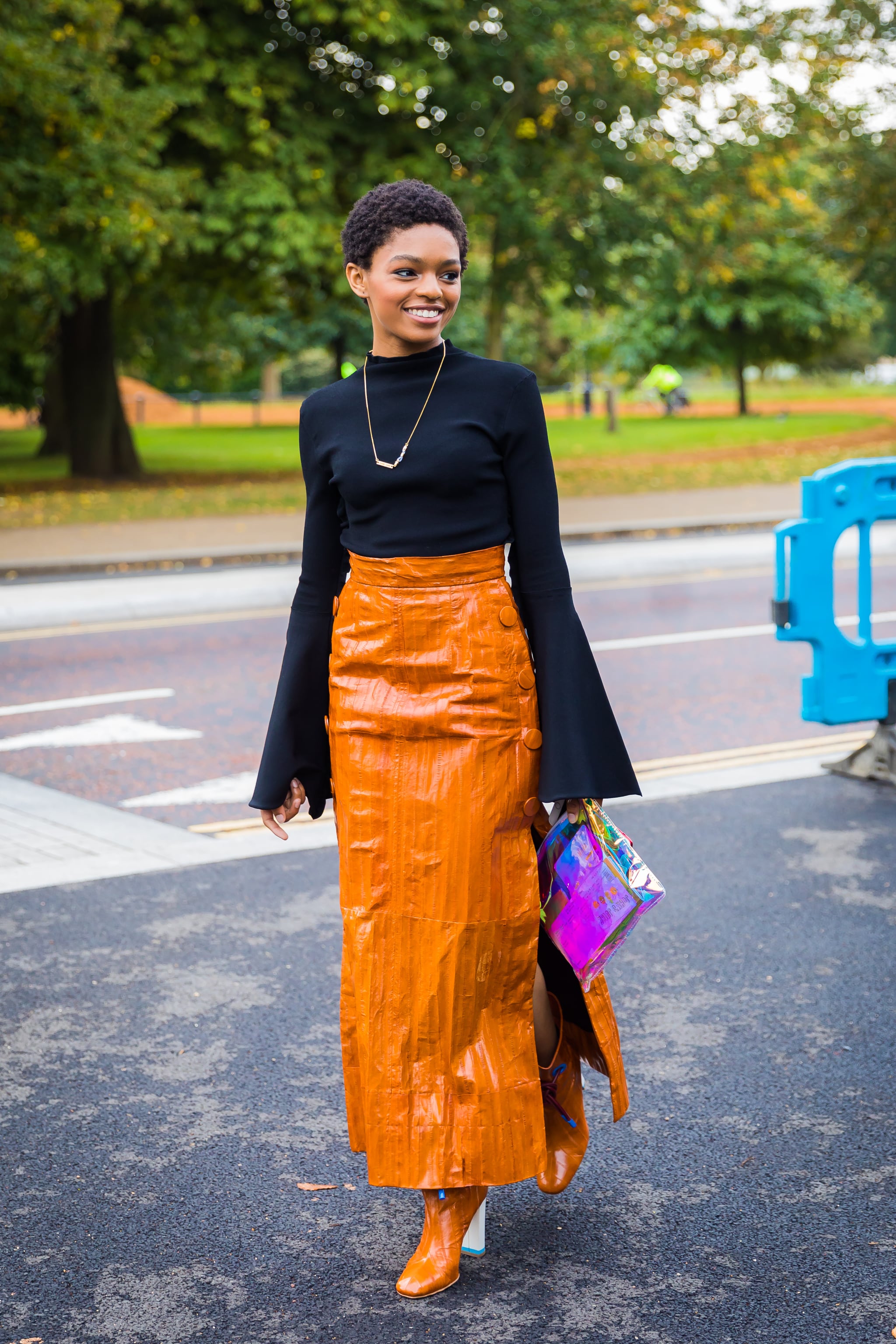 orange and black outfit