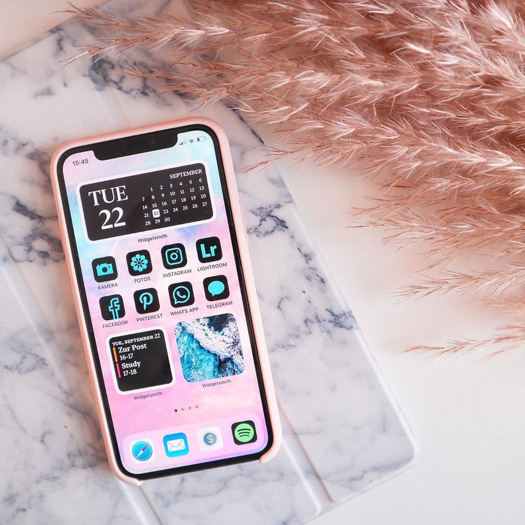Neon Aesthetic Ios 14 Home Screen Ideas Popsugar Tech Gone are the days of the iphone home screen being limited to a basic grid of square apps and app folders. neon aesthetic ios 14 home screen ideas