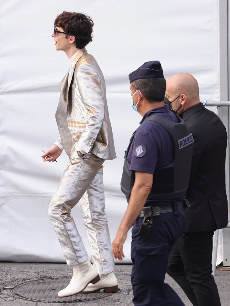 Timothée Chalamet Wears Silver Suit Outfit to Cannes: Photos