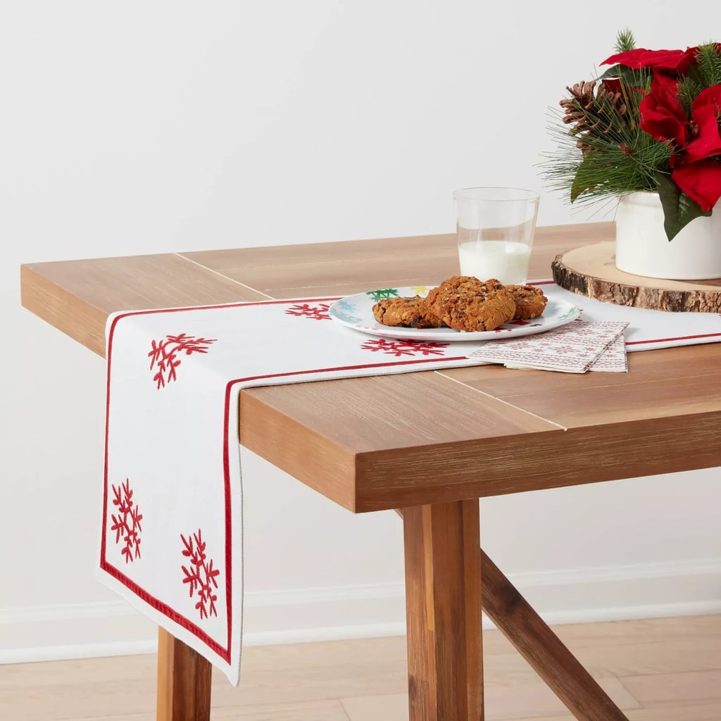 Cotton Embroidered Snowflake Table Runner