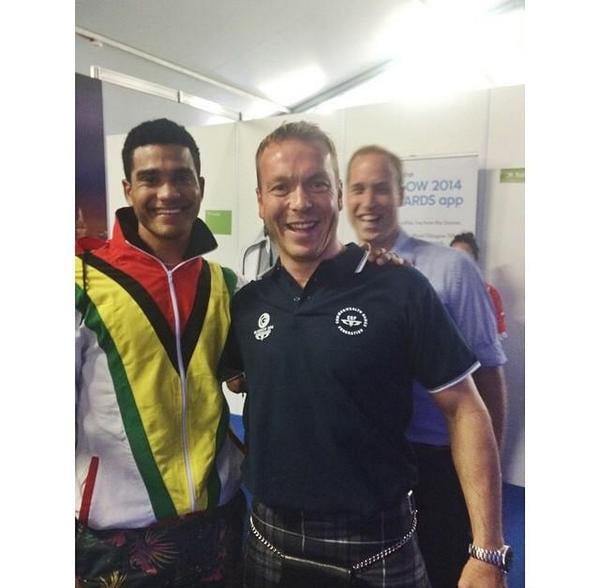 Prince William photobombed cyclist Chris Hoy at the Commonwealth Games.