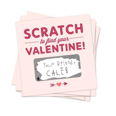 18pk Scratch-off Valentines Cards Pink