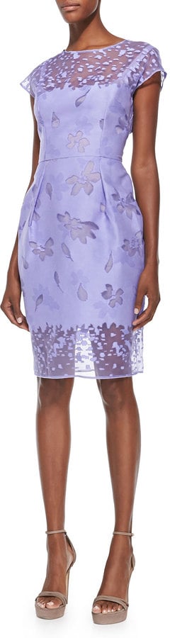 Escada Short-Sleeve Floral Burnout Sheath Dress