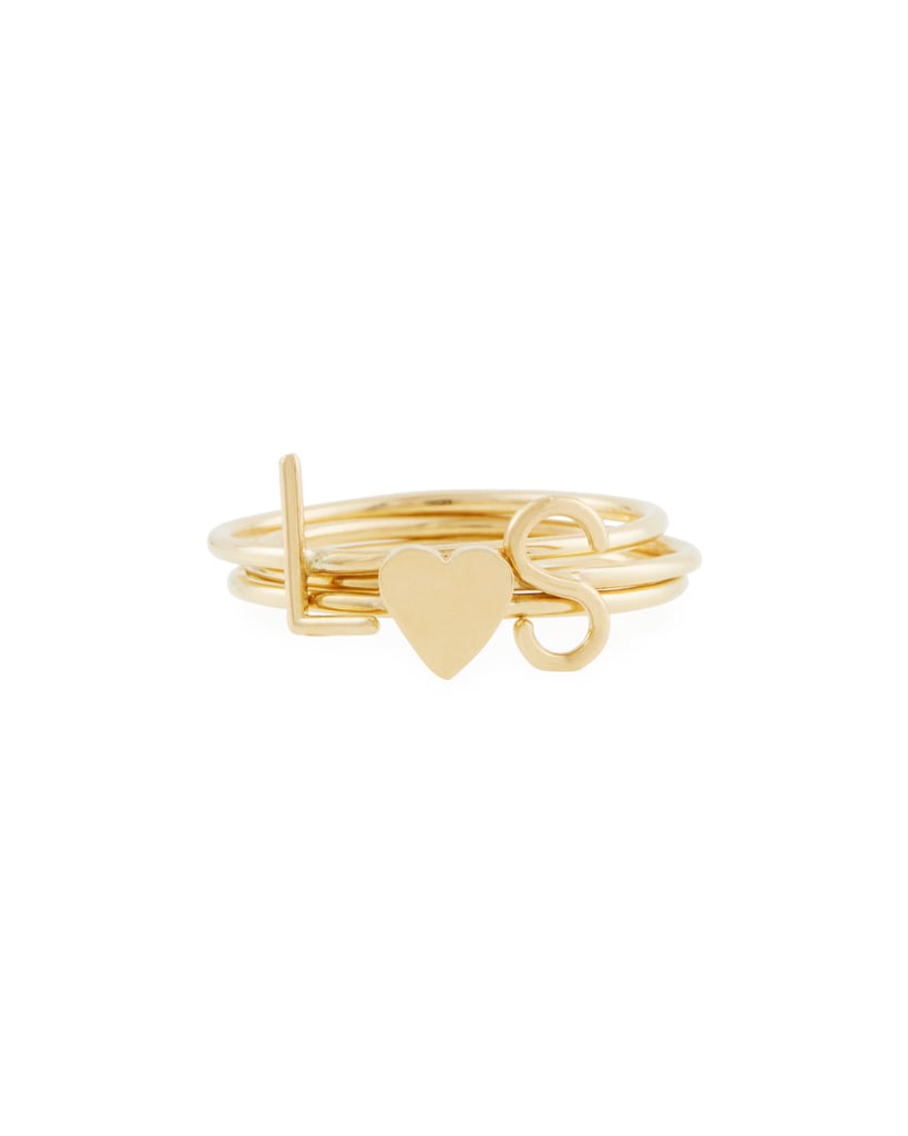 Sarah Chloe Mini Amelia Initial Stacking Ring