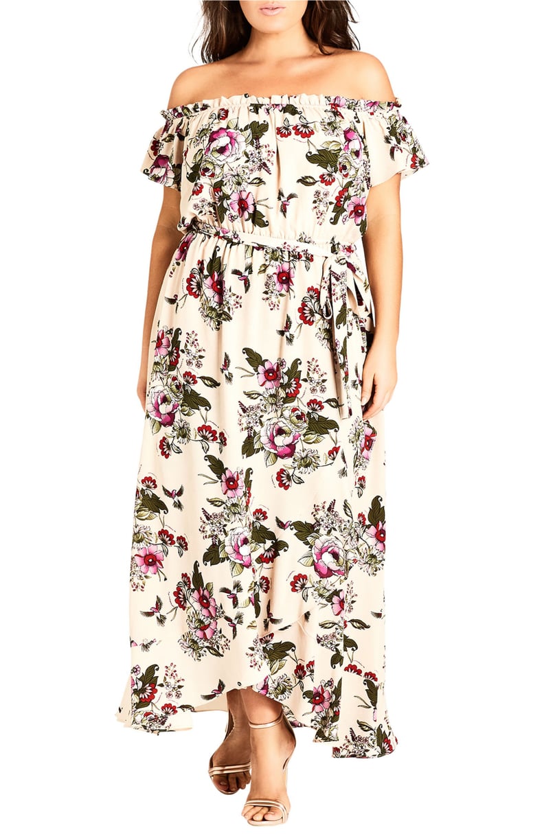 City Chic Lolita Floral Off the Shoulder Dress